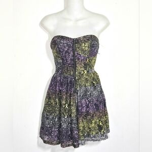 Strapless Multicolor Lace Romper Dress